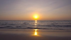 Nature video Scene of Landscape beach sea sunset in sea. 4K. 3840x2160p. 25fps.