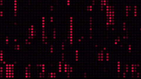 Grid of dots. Abstract neon matrix background with colored dots on black surface. Matrix of dots generating and moving on the edge. Points and lines as morse code. Communication ideas Signals with dot