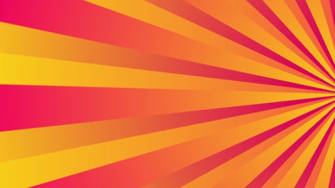 Animated abstract background. Simple gradient radial rays. yellow and pink banner pop art style. sunlight, flash, sun ray. Retro Art Design. 2d motion graphics backdrop