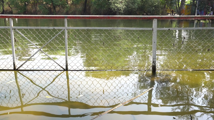 
A canal with safety stand at ayub park
