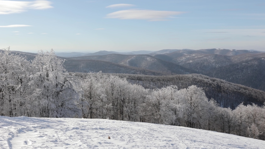 Beautiful hills covered in snow.