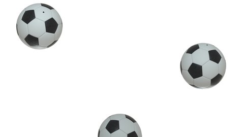 Football soccer ball falling animation. Soccer balls rain