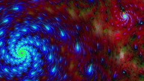 Beautiful psychedelic 4k  spiraling galaxy background video in vivid colors and with detailed swiftly moving shining motion blurred stars.