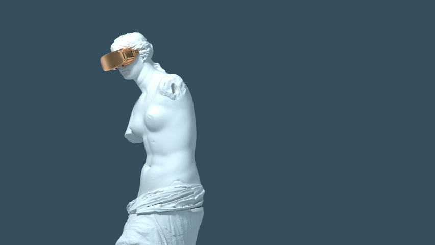 3D Glitch Of Venus De Milo On Blue Background. 3D Animation. 4K. Ultra High Definition. | Shutterstock HD Video #1069004428