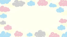 Cute clouds illustration looping animation. 4K.