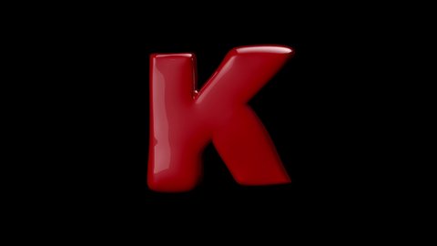 3D red color balloon letter K with stop motion effect 