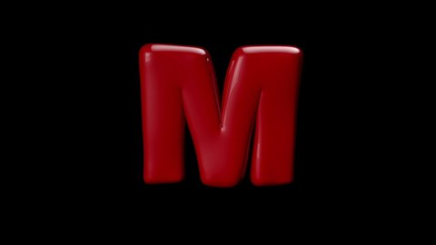 3D red color balloon letter M with stop motion effect 