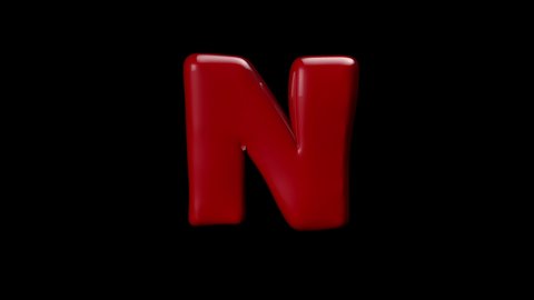 3D red color balloon letter N with stop motion effect 
