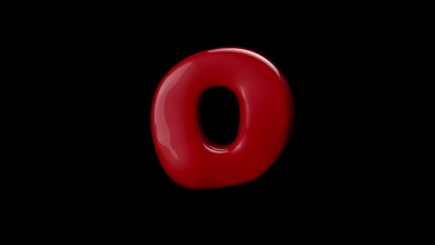 3D red color balloon letter O with stop motion effect 