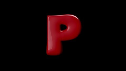 3D red color balloon letter P with stop motion effect 