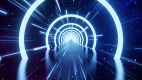 Loop motion of glowing neon ring and dark galaxy star background. Cyber Futuristic High Speed light zoom. Circles laser show fashion. Backdrop beam blur Flare.Abstract Light fast night with way space
 - Powered by Shutterstock - Get 15% off with code: PIKWIZARD15