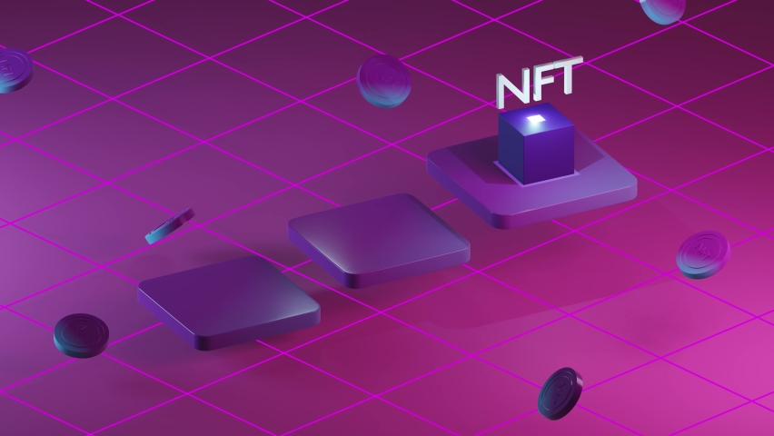 NTF abstract 3d render of non fungible token in blockchain. ethereum cryptocurrency auction.  Royalty-Free Stock Footage #1069019761