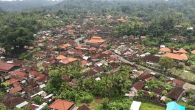 Aerial drone footage of the Sibetan traditional village in the Karangasem area of northeast Bali in Indonesia. 