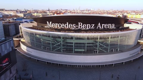 Amazing view over Mercedes Benz Arena in Berlin - BERLIN, GERMANY - MARCH 10, 2021
