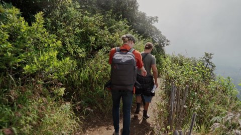 Tourists are walking at Kew mae pan nature trail at Doi Inthanon national park ,Chiangmai