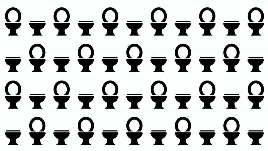 Toilet seat open and closed video. Restroom or bathroom for man and woman to peeing Human handicap toilets with wheelchair logo Funny WC pictogram icon or sign. World toilet day, bath room Unisex