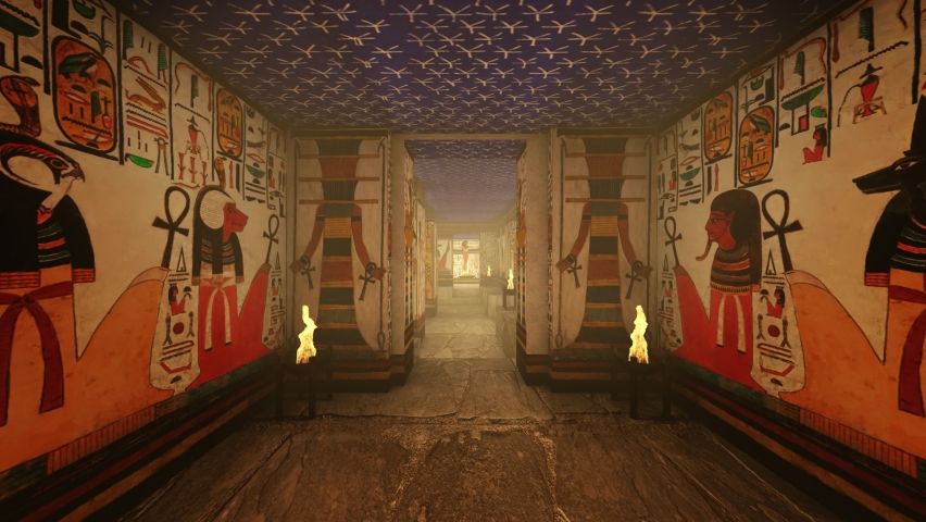 3d Rendering Animation Of A Tomb with old wallpaintings in ancient Egypt. | Shutterstock HD Video #1069040524