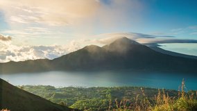 Mt.Batur Kintamani - one of the most popular volcano in Bali. Popular travel destinations active lifestyle travel tourist in Indonesia. 4K UHD Video clip.