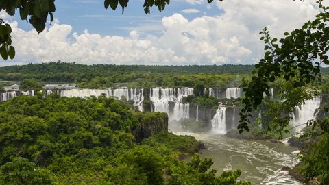 Panorama with a view on Iguazu falls between Brazil and Argentina