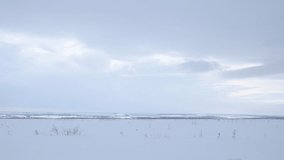 Panorama of the snow field on a cloudy winter day. Winter landscape. Camera panning - Powered by Shutterstock - Get 15% off with code: PIKWIZARD15