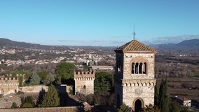 Tower of San Girolamo in Narni with landscape of Terni with a view of