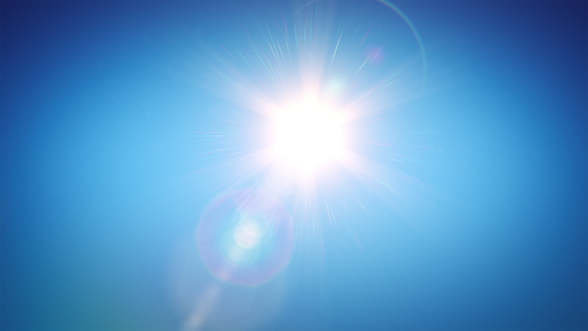 Sun Shining Bright Static in Clear Blue Sky. 4k UHD  | Shutterstock HD Video #1069062202