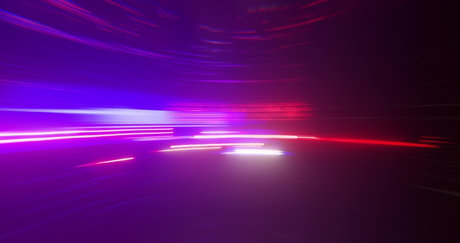 Abstract Technology Fast Light Strokes Background. high speed technology internet background with glowing light and fast motion. 3D rendering, 4K VJ loop