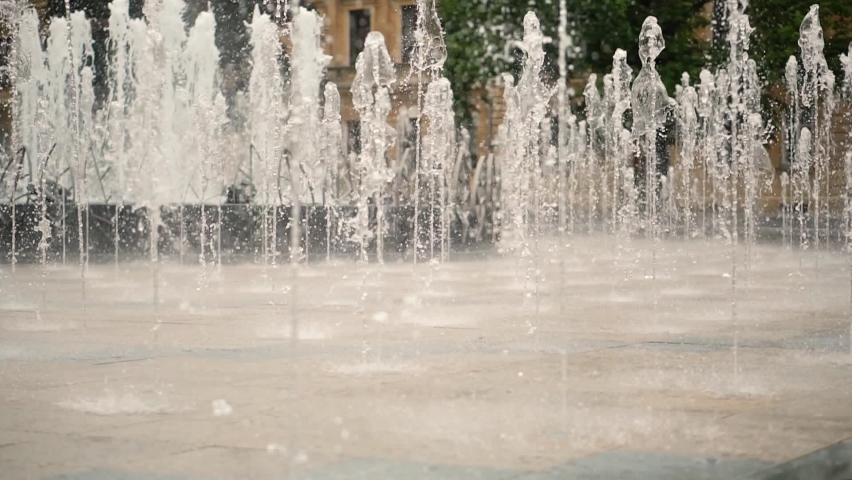 Water in fountain in city center, square best place for romantic walk. 
