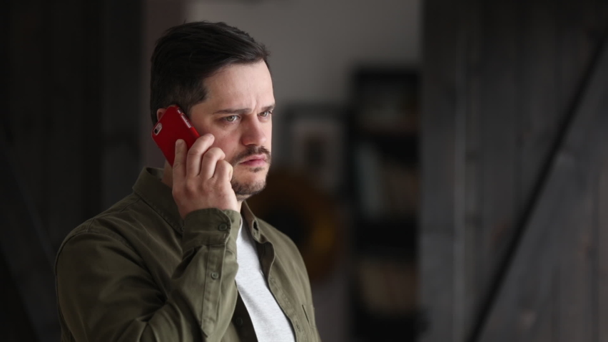 Call my cell. Phone call. man answers phone brutal. video call footage.
