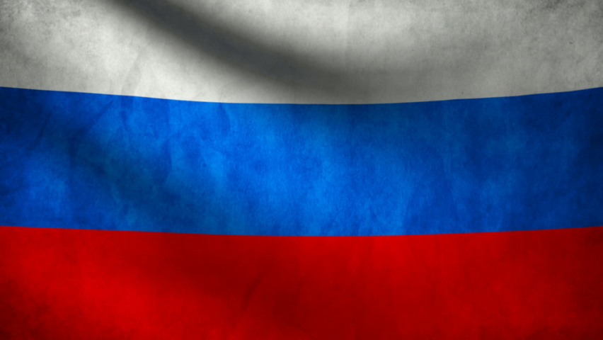 Russia flag waving at wind