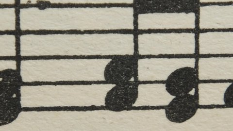 Stop motion, musical sheet music background.