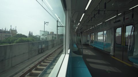 Jakarta, Indonesia - CIRCA 2021: The Jakarta Mass Rapid Transit (MRT) Train Railway - Empty Due to Coronavirus COVID-19 Pandemic - Modern Transportation