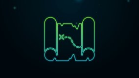 Glowing neon line Pirate treasure map icon isolated on black background. 4K Video motion graphic animation. - Powered by Shutterstock - Get 15% off with code: PIKWIZARD15
