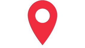 Location Pointer Icon. 4K Animation of the Pin Showing the GPS Location. Pointer on a White Background with Alpha matte.