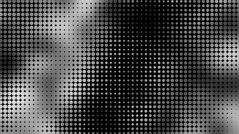 Black and gray halftone background animation. Abstract halftone dotted animation. Abstract gradient halftone background animation. Black halftone motion.  Motion of Circles in the form of halftones.