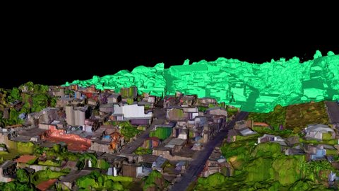 fly over 3d model obtained from drone 3d scan survey mission presenting unlimited scientific evaluation possibilities over urban area in ecuadorian andes