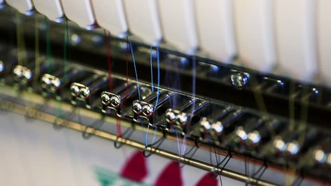 Closeup of Thread in Industrial Sewing Machine