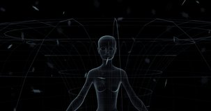 energy field illustration 3d render man woman inside spiral x-ray 4K video 