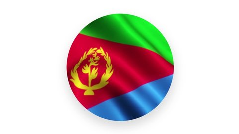 The circle of the flag flying from the country of Eritrea with a white background. HD Animation