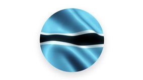 The circle of the flag flying from the country of Botswana with a white background. HD Animation