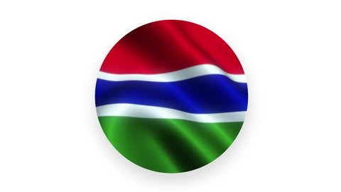 The circle of the flag flying from the country of Gambia with a white background. HD Animation