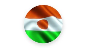 The circle of the flag flying from the country of Niger with a white background. HD Animation