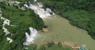 Ban Gioc waterfall. Cao Bang, Vietnam. Aerial view