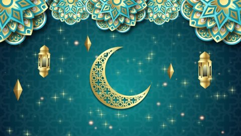 Ramadan kareem islamic motion background with stars and particles 