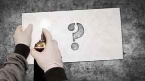 Question mark symbol spray painted on the concrete wall. Graffiti concept art interrogation, query and quiz icon. Airbrush paint with sign template in hand. City abstract artwork - Powered by Shutterstock - Get 15% off with code: PIKWIZARD15