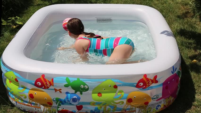 red inflatable pool