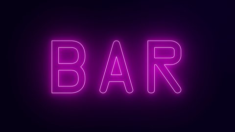 Animated glowing neon sign Bar