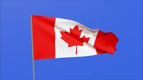 Canadian flag fluttering in the wind, 3D rendering