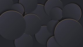 4K Black and Gold animated circles on black background, Luxury footage for background