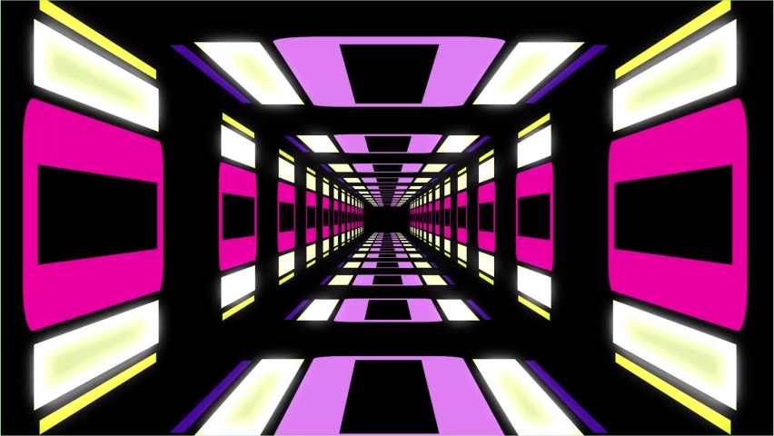  Infinit tunel Sci-fi Loop. Violet colour palette. Abtract shapes